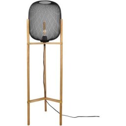 Lampadaire Calimero Noir mat 1x40W E27 - Marron Bois Bronze Rouille