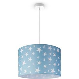 Plafonnier Chambre Enfant Suspension Bébé Abat-Jour Tissu Rond Étoiles Lampe à suspension - Blanc,