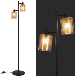 Lampadaire vintage Lampe sur pied - E14 Ampoules max.25W Intérieur Industriel Style Rétro Noir et
