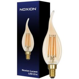 Noxion Lucent LED E14 Flamme Bougie Filament Ambre 4.1W 350lm - 822 Blanc Très Chaud Dimmable