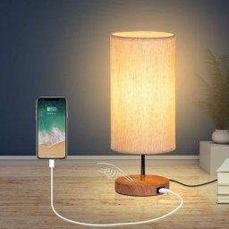Lampe de Chevet avec Ports de Charge usb, Contrôle Tactile 3 Températures de Couleur et Lampe de