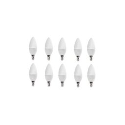 Lot De 10 Ampoules led Flamme (C35) 6W E14 - 490 lumens - Blanc Chaud 3000K - Opaque