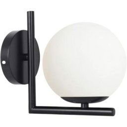 Applique murale en verre, luminaire mural d'intérieur globe noir moderne du milieu du siècle pour
