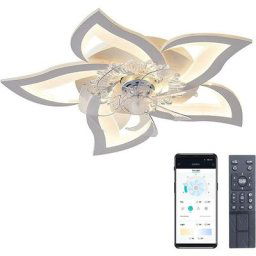 Plafonnier avec Ventilateur de Plafond Silencieux Plafonniers LED Modernes à Intensité Variable,