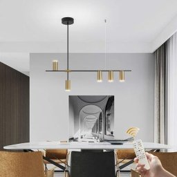Luminaires suspendus, Lustre led moderne à intensité variable avec spots, Suspension linéaire