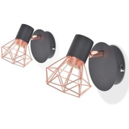 Lot de 2 Lampe murale Applique murale | Lampe Salon E14 Noir et Cuivre 81263 - Noir