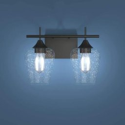 COSTWAY 2PCS Applique Murale avec Abat-Jour en Verre Transparent pour Chambre, Salle,Salle de Bain