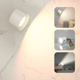 Applique murale led, lampe murale avec port usb à piles rechargeables 3 températures de couleur et