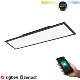 Plafonnier led Salobrena-Z Blanc Noir l: 120 b: 30 h: 5cm Dimmable 2700-6500K avec fonction