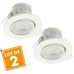 Lot de 2 Spots Encastrables LED Valence 8W Orientable Equ. 75W Température de Couleur: Blanc neutre