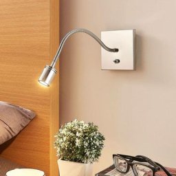 Led Applique Murale 'Berfin' en métal pour chambre à coucher - chromé, transparent