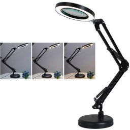 Loupe 5X avec lumière, lampe de bureau led à lentille en verre véritable de 4,1 pouces, loupe