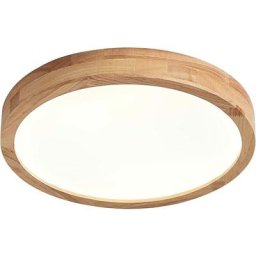 Plafonnier led en bois, 20 W,1600 lm, plafonnier rond en bois ø 30 cm, pour salon, cuisine, salle à