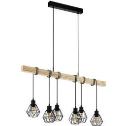 Eglo - light Pendant townshend 5 l noir, marron: 100cm b: 20cm h: 110cm