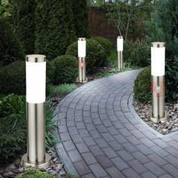 Lot de 4 lampadaires extérieurs colonnes avec détecteur de mouvement lampadaire en acier