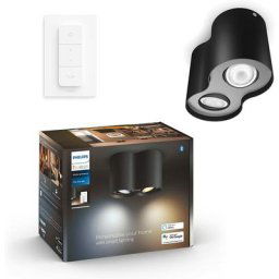 Hue White Ambiance pillar Spot 2x5.5W compatible Bluetooth - Noir (Télécommande incluse),
