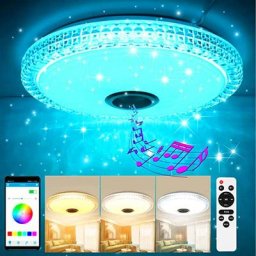 Plafonnier Cristal led 36W avec Haut-Parleur Bluetooth, Intelligent avec Télécommande et Contrôle