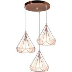Suspension filaire en forme diamant 25cm Stoex Or rose lustre abat-jour pour salon cuisine salle à
