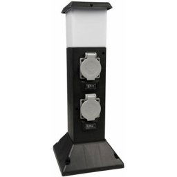 Heitronic - Borne lumineuse led 2x lampadaire à prise extérieure avec détecteur de mouvement, 1,1W