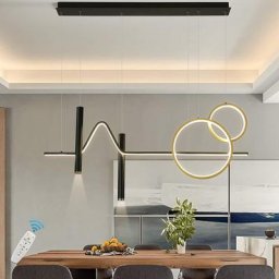 Luminaire suspendu à led moderne, lustre à led créatif à intensité variable, luminaire à ondes