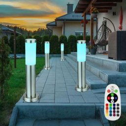 4x rgb led lampes sur pied jardin éclairage extérieur télécommande lampes d'allée de cour en acier