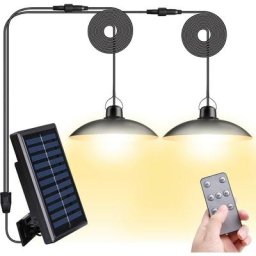 Lampe Solaire Extérieur et Intérieur avec Télécommande, Lampe Suspendue Solaire 400lumens avec