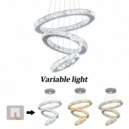 3 couleurs dans un lustre en cristal moderne de luxe pendentif led lumière bricolage réglable en