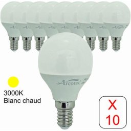 Lot de 10 ampoules LED E14 sphérique 4,9W 470Lm 3000K - garantie 2 ans