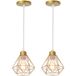 Lot de 2 Lustre Suspension Industriel en Métal Stoex Luminaire Style Vintage Design forme Cage
