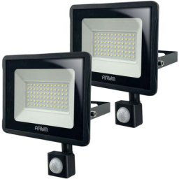 Lot de 2 Projecteurs LED 50W Noir détecteur de mouvement IP65 Température de Couleur: Blanc froid