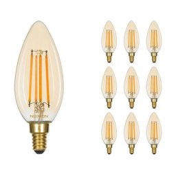 Lot 10x Noxion Lucent LED E14 Bougie Filament Ambre 4.1W 350lm - 822 Blanc Très Chaud Dimmable