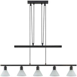 Suspension à intensité variable 'Bealia' en métal pour salon & salle à manger - blanc albâtre, noir