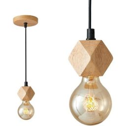 Stoex - Suspension Luminaire Chambre Bois Naturelle Lustre Industrielle Vintage Lampe à Suspension
