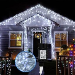 Guirlande led,led Rideau Lumière,Guirlande Lumineuse 600 LEDs 20m blanc froid Noël Cône de glace