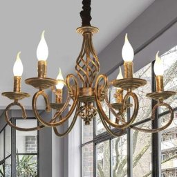 Lustres rustiques à 6 lumières, lustre vintage de pays français, lustre en métal dans le bronze
