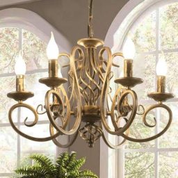 Lustres de pays français, lustre en fer à bougie en bronze à 6 lumières, luminaire suspendu en
