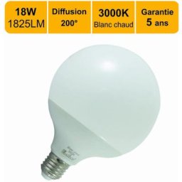 Lutece-arc - Ampoule led E27 Globe G120 18W 1825Lm 3000K - garantie 5 ans