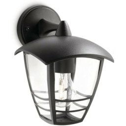 Creek Applique murale descendante extérieure max.1x60W E27 - 26x18x21 cm - IP44 - Noire - Philips