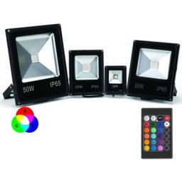 Projecteur led Couleur rgb Intérieur/Extérieur Extra Plat Avec Télécommande - 10W, 20W, 30W, 50W,
