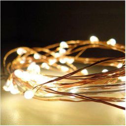 Guirlande à piles 40 leds blanc chaud câble cuivré 2,20m