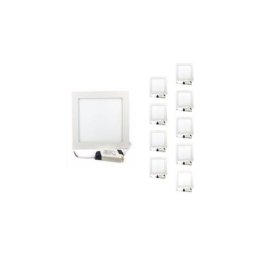 Spot led Encastrable Carré blanc 18W (Pack de 10) - Blanc Froid 6000K - 8000K - Blanc Froid 6000K