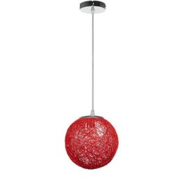 Stoex - Rétro Suspension Luminaire en Rotin Globe Rond 20cm, Lustre Abat-jour diy Lampe Plafond E27