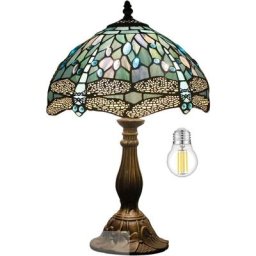 Lampe de table en verre coloré marine 12x12x18 libellule table de lecture lampe décorative chambre
