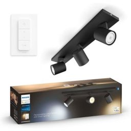White Ambiance runner Spot barre tube 3x5.5W - Noir (Télécommande incluse), compatible Bluetooth,