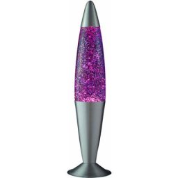 Lampe à Lave Jenny argentée au design vintage en style rétro avec liquide violet pailleté E14 H:42