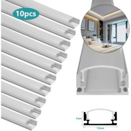 10x1M Profilé Aluminium led Angle Anodisé Diffuseur laiteux pour Ruban Bande led Couvercle Blanc