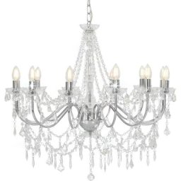 Lustre avec perles Argenté 12 ampoules E14 Vidaxl Argent