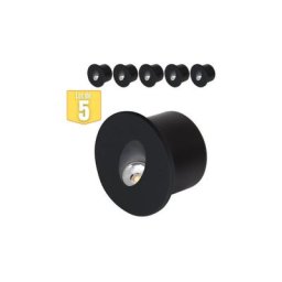 Lot de 5 Spots led muraux rond noir 3W 4000K - Noir