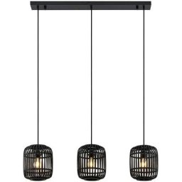 Lindby - Suspension à intensité variable 'Canyana' en bois pour salon & salle à manger - noir