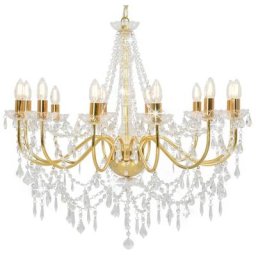Lustre avec perles Doré 12 ampoules E14 Vidaxl Doré